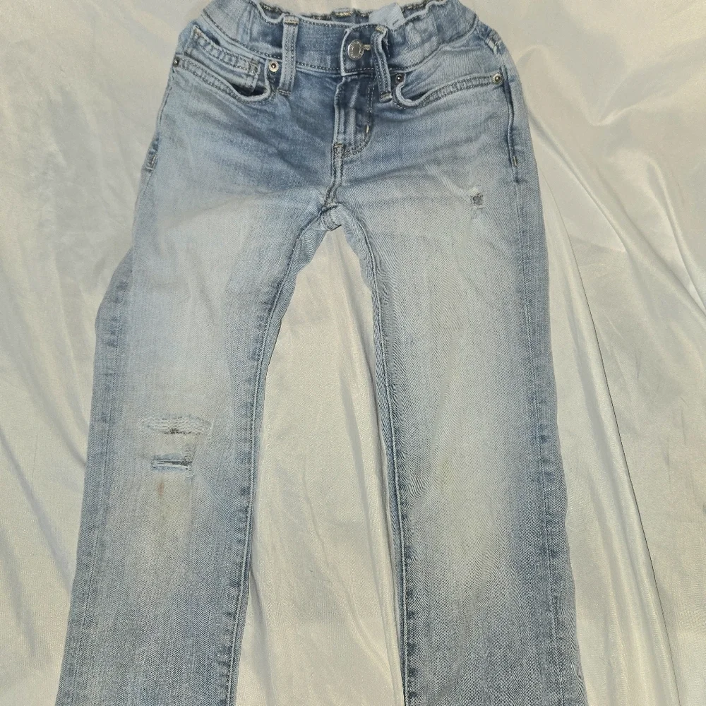 Old Navy Kids Boys Light Blue Distressed Straight Leg 360 Slim Jeans Size 7